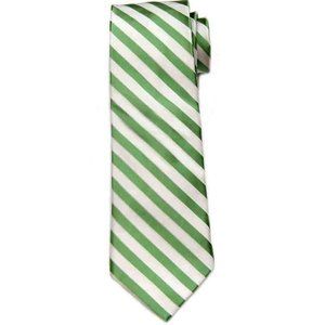NEW Saddlebred Repp Stripe Tie Handmade Silk Green White Men's